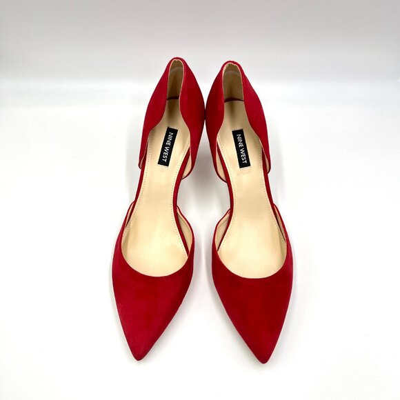 Nine West Womens Size 9.5 Red Suede Leather Pumps Heels Shoes - Picture 3 of 14